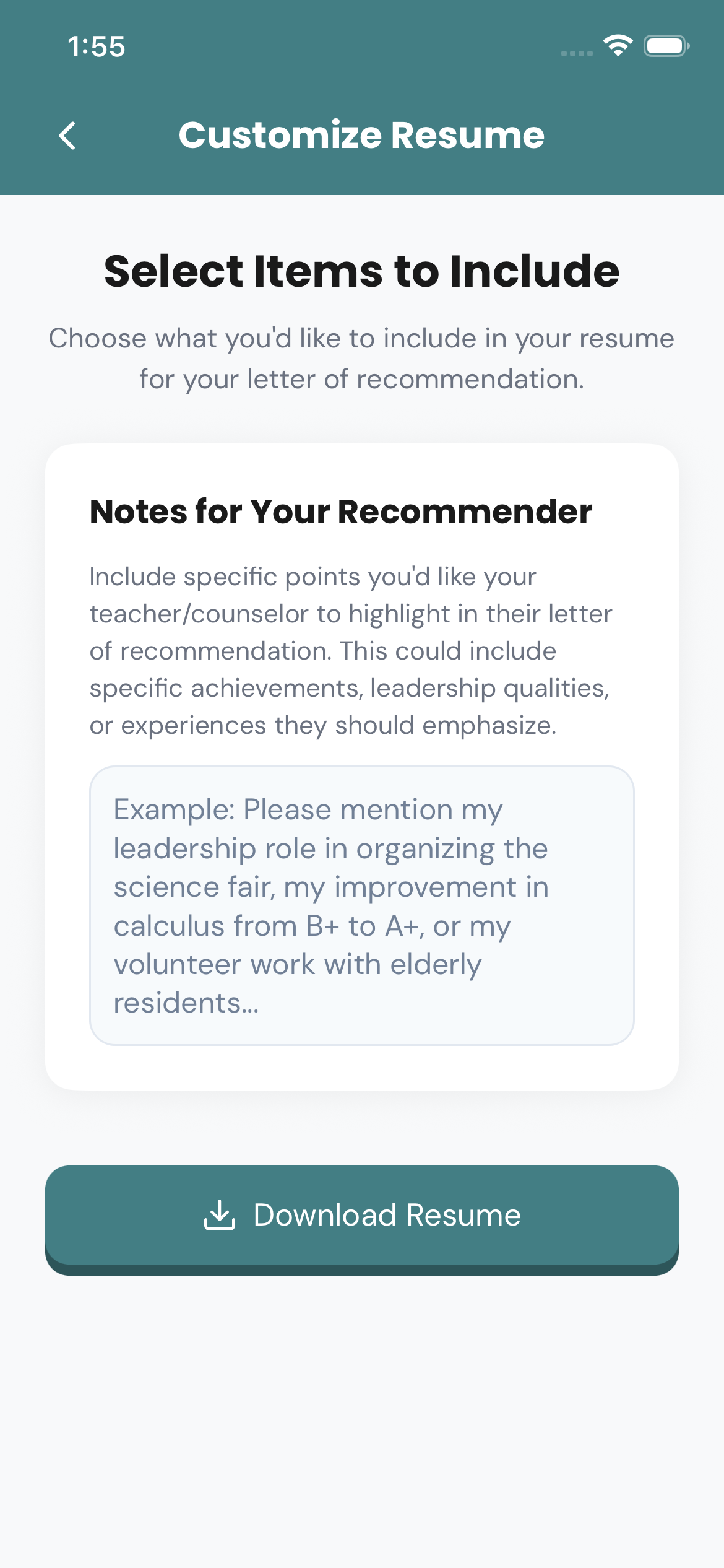 Download your resume. on mobile