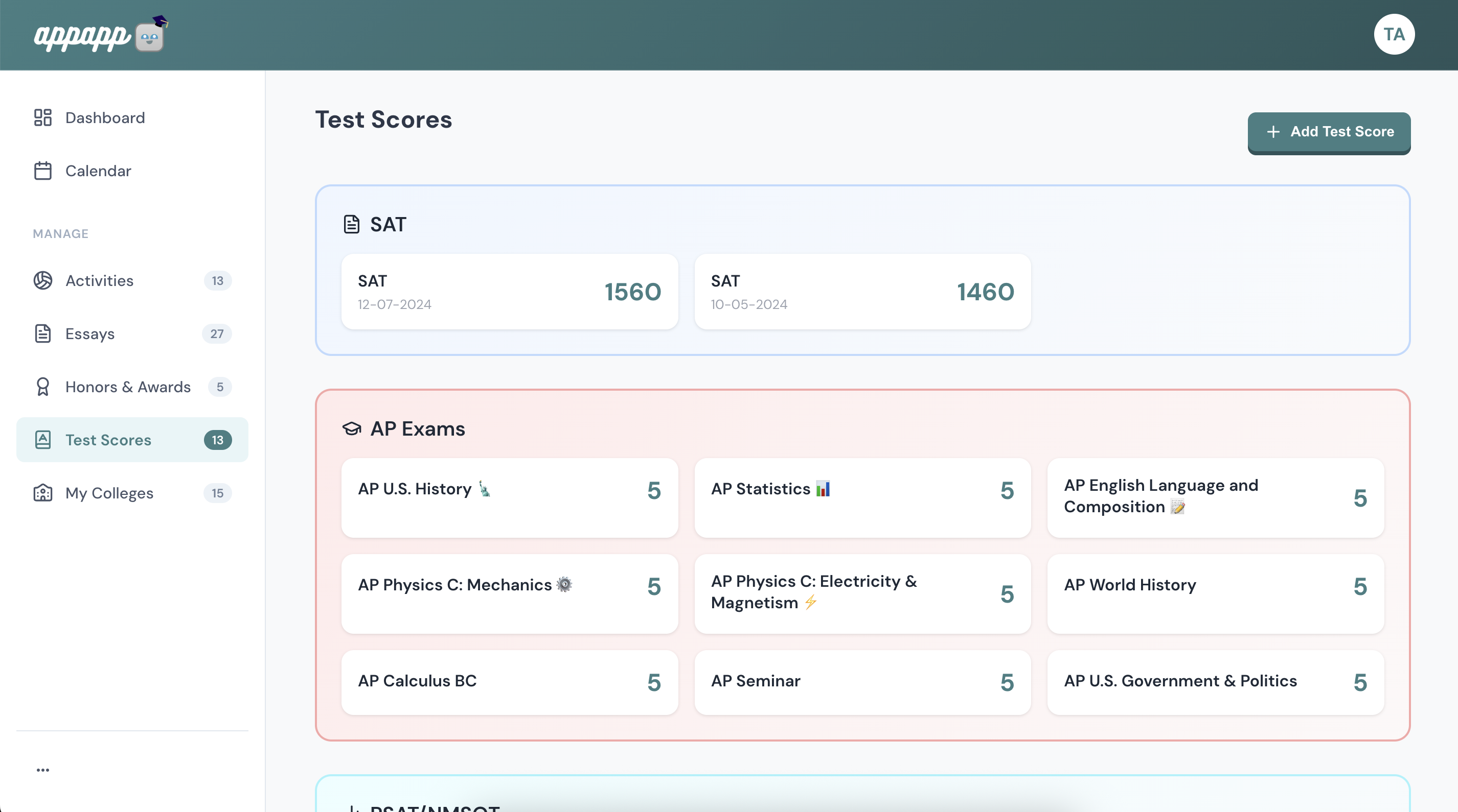 Log every score, award, and activity. on web