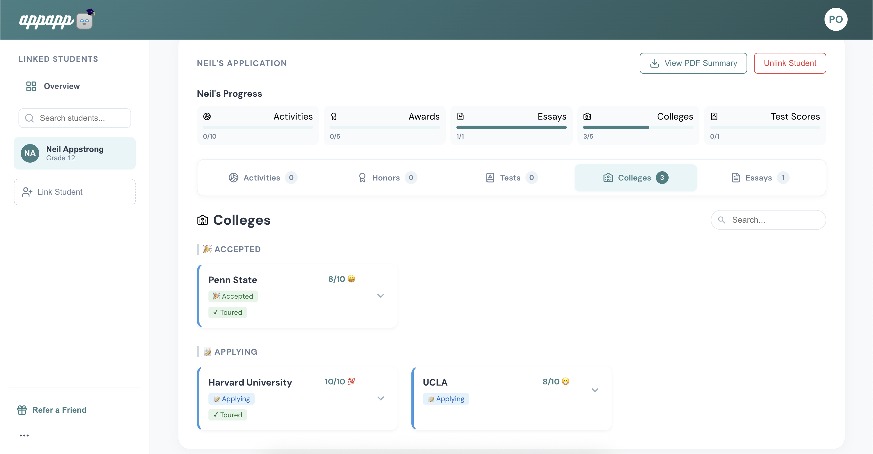 See Which Schools They're Researching and Where They Like the Most